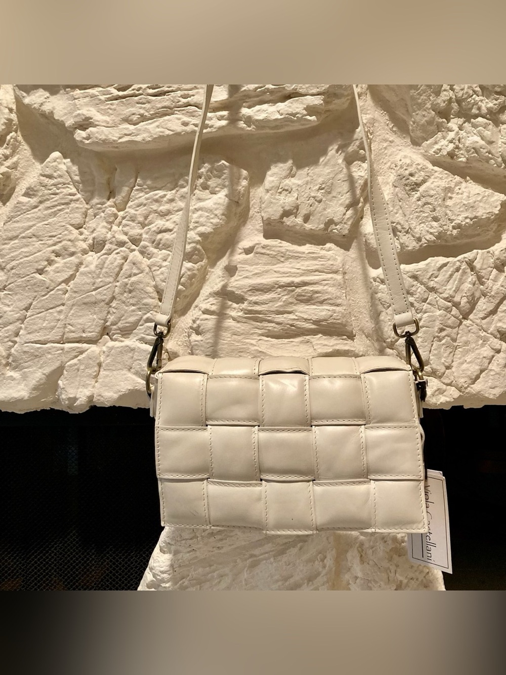 NWT Viola Castellini  winter white gold hardware matching leather crossbody
